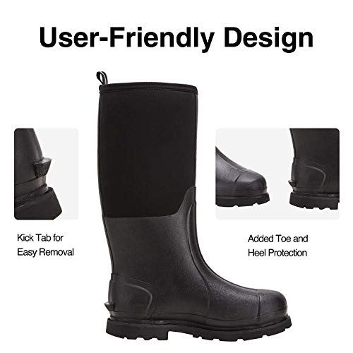 TIDEWE Rubber Work Boot for Men with Steel Shank, Waterproof Anti Slip