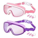 TOCOOL Kids Swim Goggles, 2 Pack Swimming Goggles Swim Glasses No Leaking Anti Fog UV Protection Clear Wide Vision Swimming Glasses for Youth Kids Child Teens from 3-16 Yeas Old (Purple/Pink)