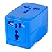 Yubi Power Dual Outlet Travel Adapter with 2 Universal Outlets - Built in Surge Protector and Neon Light Indicator - Foldable Prongs for Type A, C, G, and I Outlets | Works in 150+ Countries - Blue