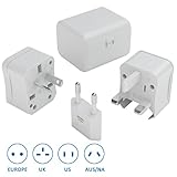 LURICO All in One Detachable Travel Plug Adapter Set Universal WorldWide International Charger Multi-Socket Outlet Travel Adapter Adaptor Plug Charger For USA UK EU AUS, 3 Piece Set with Case