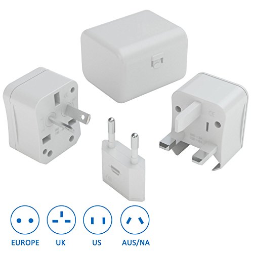LURICO Travel Adapter, Universal All in One Worldwide Travel Power Plug Wall AC Adapter Charger with Dual USB Charging for USA EU UK AUS (White)