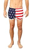 USA Flag Men's Basic Running Shorts Swimwear Trunks By UZZI: USA (Medium)