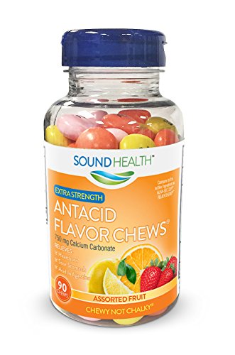 SoundHealth Extra Strength Antacid Chews for Heartburn Relief, Assorted Fruit Flavor, 90 Count Bottle (Best Fruit For Heart Health)