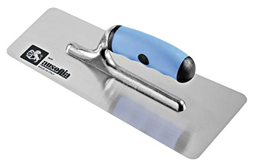AUSONIA - 42141 PLASTERING Trowel 20X8 with BIMATERIAL Handle and TRAPEZOIDAL Blade with Round Corners and Special ELECTROLITIC Treatment