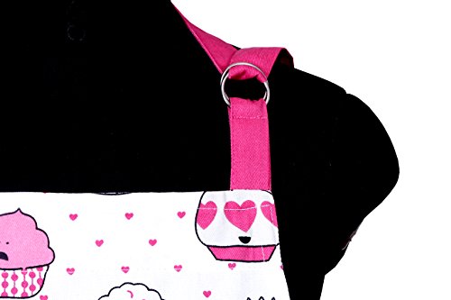 Apron, Valentine Cup Cakes Design, Aprons for Women with Pockets, 100% Natural Cotton, Eco-Friendly & Safe, Adjustable Neck & Waist ties, Machine Washable, Cute Apron by CASA DECORS - Thumbnail 5
