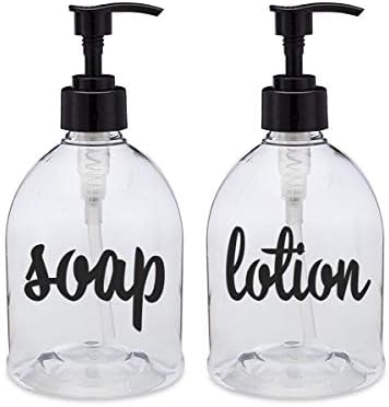 Richstar17 Soap and Lotion Label for Dispenser Bottles, soap and Lotion Vinyl Decals, Set of 2 Labels (Black, Each 3'' Long)