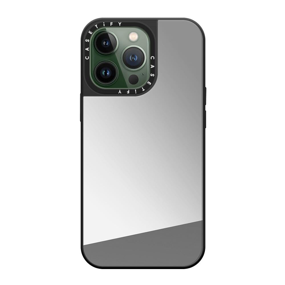 CASETiFY Mirror iPhone 13 Pro Case [Reflective / 4.9ft Drop Protection/Compatible with Magsafe] - Silver On Black
