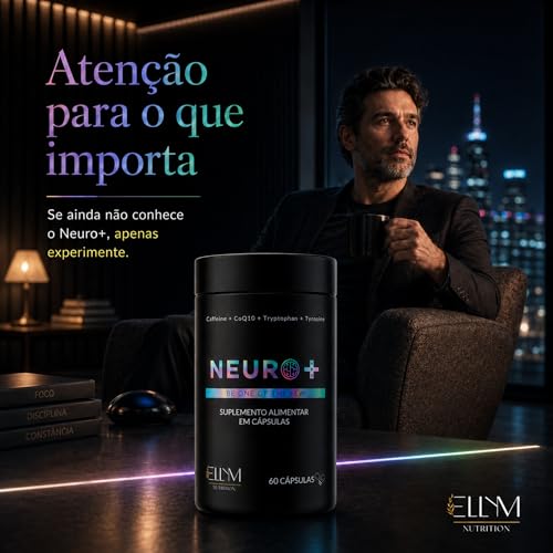 Neuro+ 180 Capsulas ELLYM NUTRITION Nootropicos Multivitaminico Foco Cafeina Magnesio Triptofano Taurina B12 Tirosina