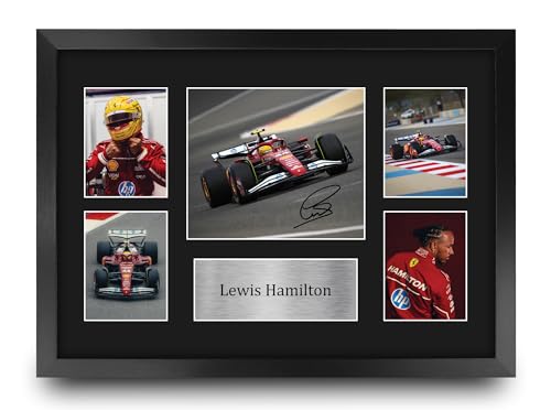 Lewis Hamilton Ferrari (A3 Framed)