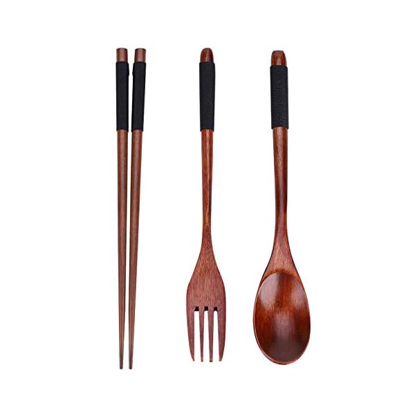 Wooden-Spoon-Fork-Chopsticks-Set-Handmade-Japanese-Style-Utensils-Elegant-Tableware-Set-for-Camping-Picnic-Office-or-Home-Black Wooden Spoon Fork Chopsticks Set Handmade Japanese Style Utensils Elegant Tableware Set for Camping, Picnic, Office or…