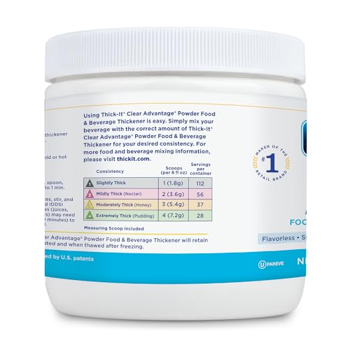 THICK-IT CLEAR ADVANTAGE FOOD & BEVERAGE THICKENER POWDER FOR DYSPHAGIA | FLAVORLESS | STABLE CONSISTENCY | 7.24 OZ JAR
