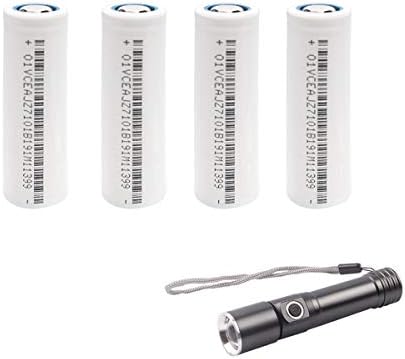 4Pack 2600mAh Rechargeable 3.7V 18650 Battery + LED Flashlight Torch Kit