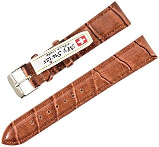 NP Watch band Leather Watch Band Crocodile Pattern Width 18 mm. Brown Color