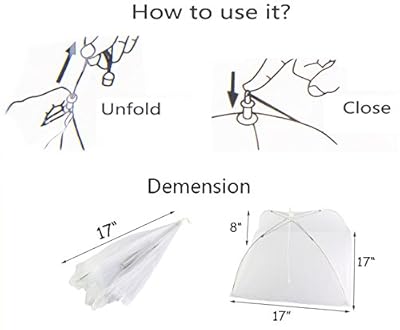 4 PCS 17"x17" Large Pop-up Foldable Mesh Screen Food Cover Tents Umbrella -- For Outdoor Party Picnic BBQ Camping