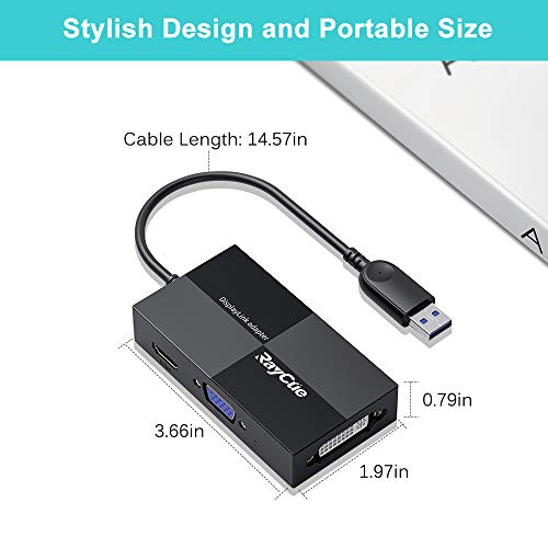 USB to HDMI VGA DVI Adapter, USB3.0 Converter with 2K Full HD 2048x1152 for Multiple Monitors