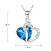 KATGI Fashion Austrian Crystals Heart Shape Pendant Necklace (Medium Blue)