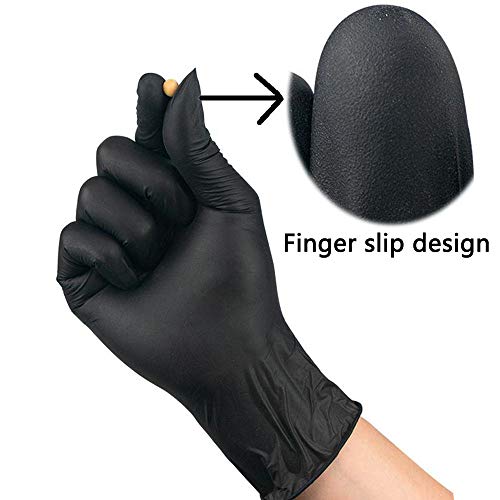NOSAME Disposable Nitrile Gloves-5 mil Thick,Latex Free,Powder Free,Textured,Black,Large,Non-sterile,Exam,Cleaning Professional Grade for Automotive,Food Handling,BBQ,Dishwashing,Painting (Black, L)