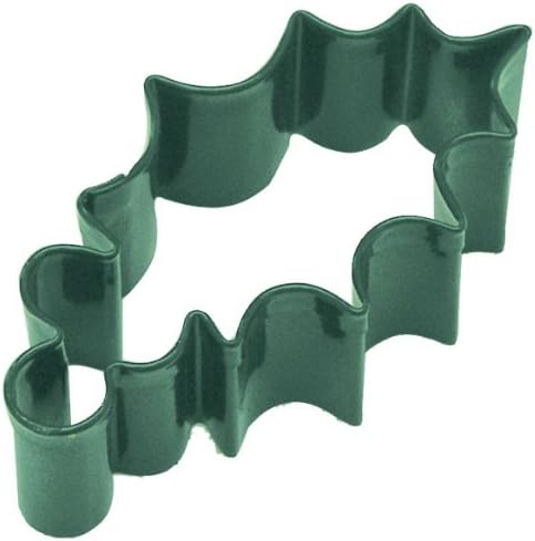 Christmas OTBP Holly Leaf Green Poly Resin Coated Cookie Cutter 2.25 Inch –Tin Plated Steel Cookie Cutters – Holly Leaf Green Poly Resin Coated Cookie Mold