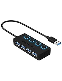 Sabrent USB de 4 puertos 3.0 Hub con interruptores individuales de energía y LEDs (HB-UM43)