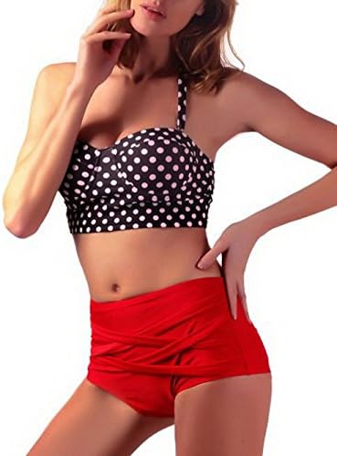 Gritu Swimwear Women's Slimming High-Waisted Bikini 2 Piece Set Black M