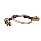 Pc-case 0.5ft Rf Electrical Wire Coaxial Cable Terminal Connector Rp-sma Female Bulkhead Straight to Rp-sma Male Right Angle Assembly Pigtail Extension Rg316 15cm Copper Conductor for Wireless Antenna