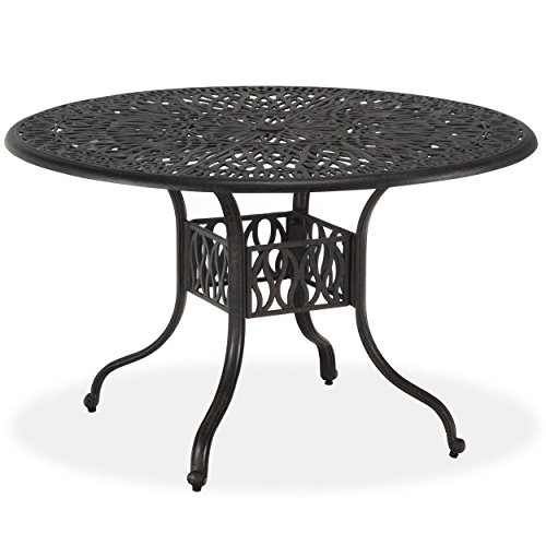 Home Styles Floral Blossom Round Dining Table, 48-Inch, Charcoal