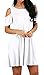 OFEEFAN Women's Cold Shoulder Loose Fit Flowy Style Dress Tshirt Loose Dress White L