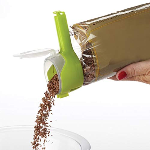Efaster Bag Clip Pour Food Sealing Storage Seal Sealer Freezer Fridge Clamp Cover Fresh-Keeping Clips，All-Purpose Air Tight Grip Clips for Kitchen Office to Seal Coffee Bags (Green X2) - Thumbnail 4