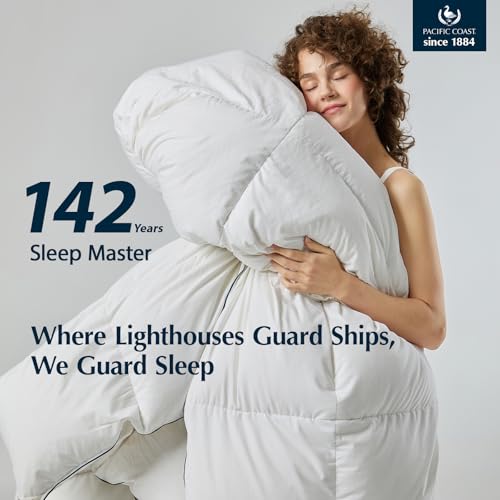 PACIFIC COAST Goose Down Fiber Comforters Oversized King Duvet Insert, All Season White Comforter, 3D Hidden-Stitch Baffle Box Design, 8 Tabs, Gifts for Women/Men, Extra Fluffy Luxury Duvet (116"x98")