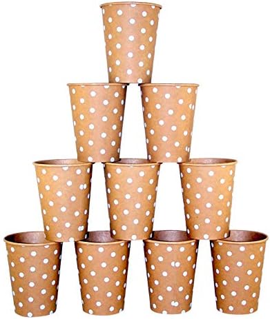 Polka Dot Kraft Brown Paper Party Cups, 12 Ounce, Pack of 10