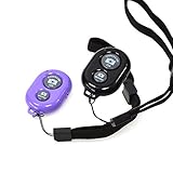 Bestshoot Camera Shutter Remote Control，Wireless Technology - Set of 2 Capture Pictures/Video 30 ft Compatible with iPhone/Android Samsung HTC .Smartphone Wrist Strap (Black & Purple)