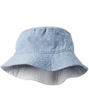 Girls Polka Dotted Bucket Hat, Blue, 4-8