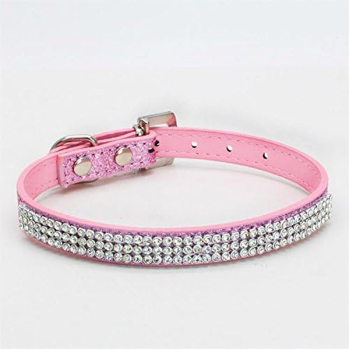 LTBling Glitter Powder Leather Bling Crystal Cozy Dog Collar for Small Dogs Puppy,Chihuahua, Yorkshire, toy poodl, Bulldog and Cat Kitty Birman Walking Training party wedding jogging (S, Pink)