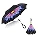 Elover 32in X 8 Panels Double Layer Inverted Umbrella, B - Purple Daisy