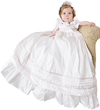 Jessa 12 Month Heirloom Silk Christening Gown for Girls, Made in USA