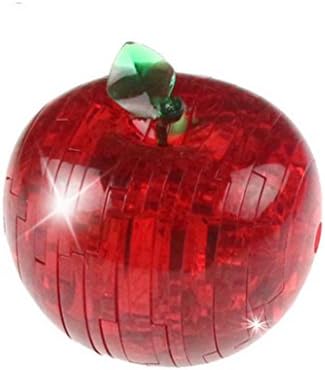 FINERINE 3D Crystal Puzzle, Cute Fruit Model DIY Gadget Blocks Building Toy Gift (Red)