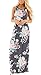 ZRMY Women's Floral Print Sleeveless Tunic Maxi Dress Casual Racerback Beach Long Dress with Pockets (Grey_Flower, XL)