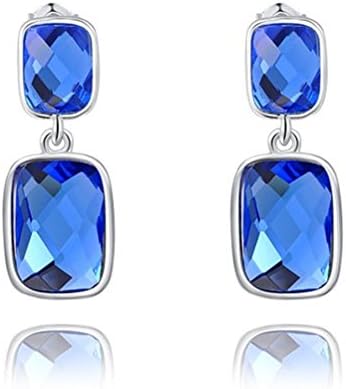 Austria blue square crystal earrings