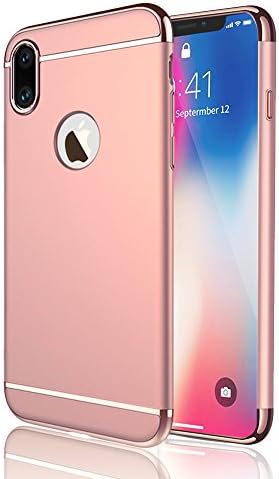 Case for iPhone X, Quarkware Matte Finish Metallic Painting Slim Protective Cover Shockproof Hard Shell Skin for Apple iPhone X 5.8" 2017 (Rose Gold)