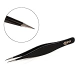 Eliminer Stainless Steel Pointed Tweezers, Black