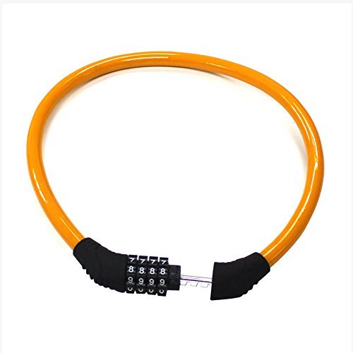 Sanwo Security Bike Lock 4 Digit Resettable Combination Cable Lock for Bicycle , 2 Feet x 1/2 Inch (Orange)