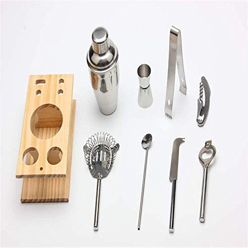 LKNJLL Barkeeper Kit mit stilvollem Bambusstandplatz, 9 Stück Cocktail Shaker Set for Mixed Drink, professionelle… – Bild 4