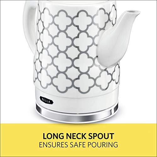 BELLA 1.5 Liter Electric Ceramic Tea Kettle with Boil Dry Protection