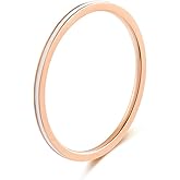 IFUAQZ Women's Stainless Steel 1MM Thin Midi Stacking Ring Enamel Plain Rose Gold Wedding Band Size 3 to 10