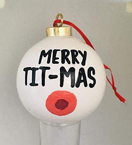 Amazon.com: Merry Tit-mas Titmas Christmas Ornament Funny ...