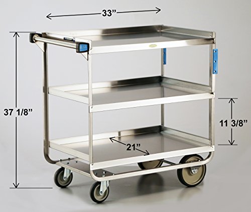 Lakeside 744 Stainless Steel Utility Cart; 700 Lb Capacity, 3 Shelf, 21"X33"