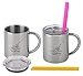 Housavvy Duck Stainless Steel Kids Cups with Lids and Straws, 2 PACK of 7.5 OZ