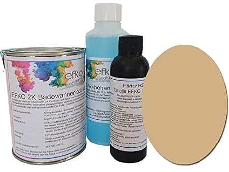 Badewannenlack Badewannenfarbe Duschwannenlack Duschwannenfarbe Beige RAL1001 seidenglänzend Menge Set für ca. 5 qm