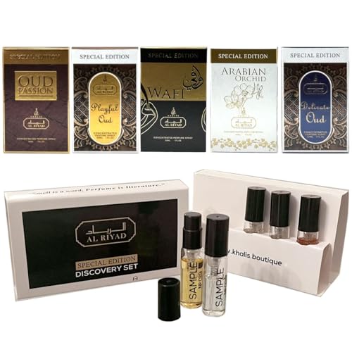 Maison d'Orient Alriyad Special Edition, Unisex Spray Parfum Travel Size Discovery Set (Special Edition 5 Vials) Perfume Sampler Gift Set.
