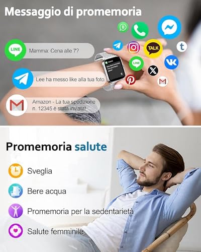Popglory Smartwatch for Men and Women Calls, 1.85 Inches Health Watch with Blood Pressure, Heart Rate, Sleep, 100+ Sports Fitness Tracker, Pedometer, Compatible with Apple, Samsung, Android
